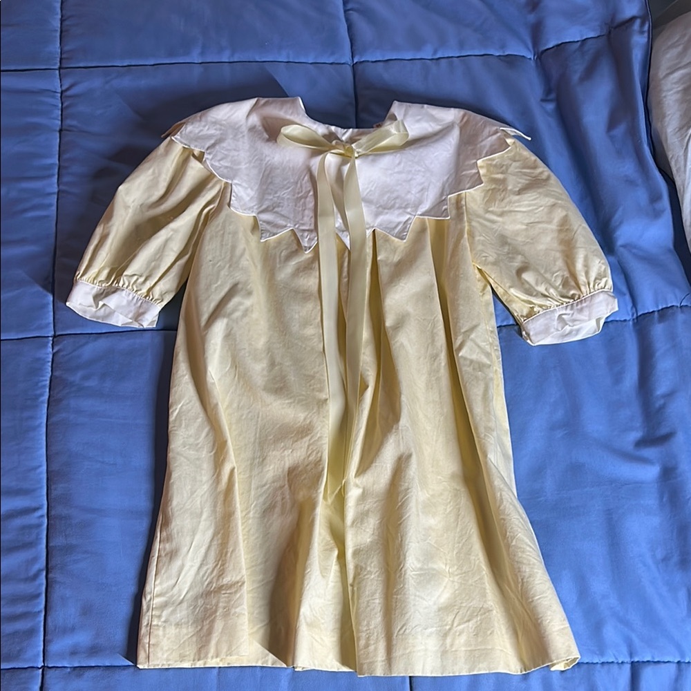 Vintage Yellow Dress with White Collar - Picture 1 of 5